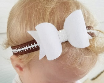 Football headband, baby girl football, football hair bow, football headband for baby, newborn photo prop, baby girl, toddler hair accesory