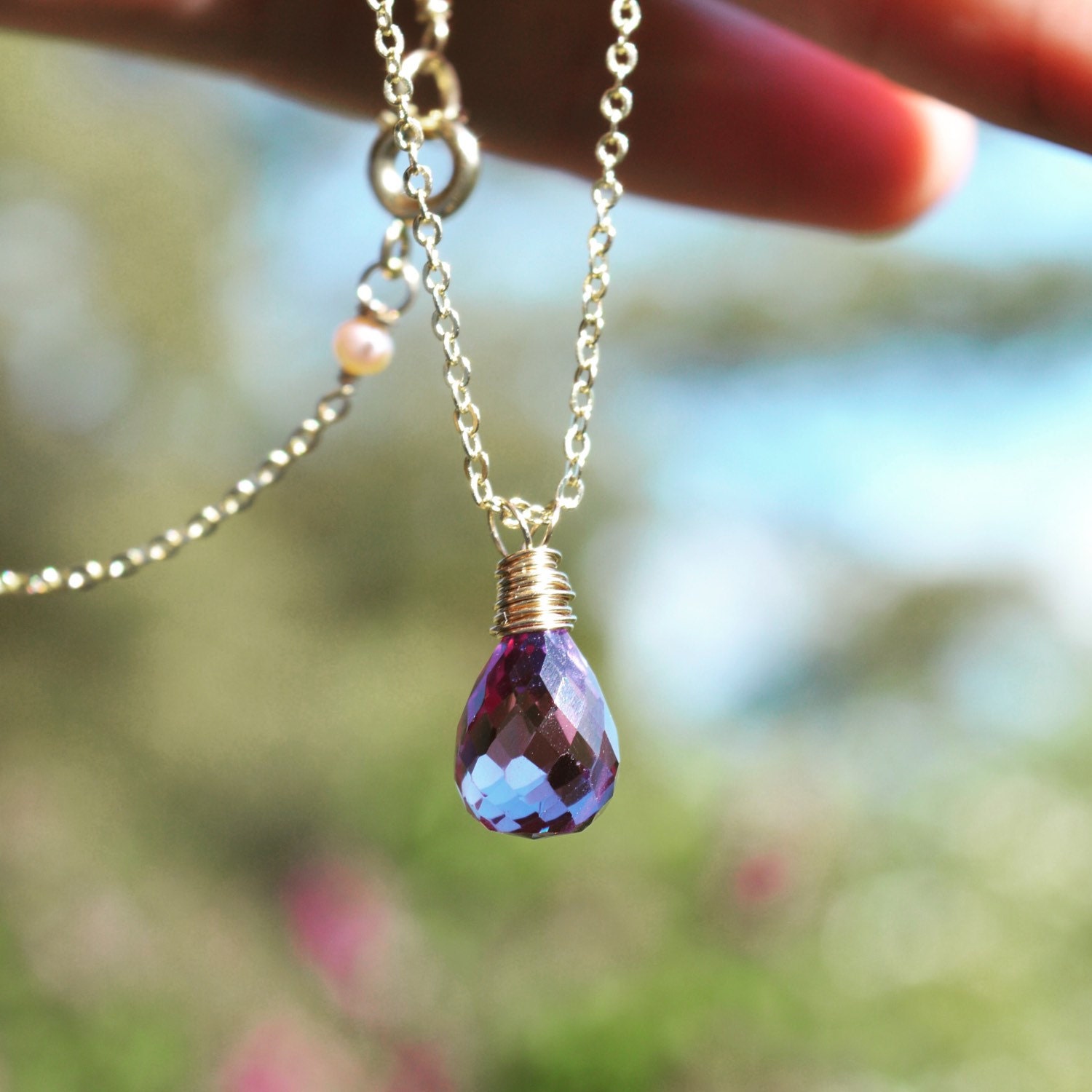 Alexandrite Necklace Pendant June Birthstone Color Changing