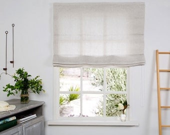 Linen Roman Blind in Beige color-Chevron weaving pattern-Hand made Linen Roman Shades - Made to Measure Roman Blind- Custom Roman Shade.