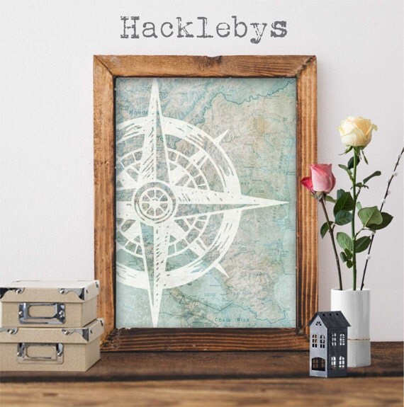 Printable Wall Art Nautical Map Art Nautical Poster by Hacklebys
