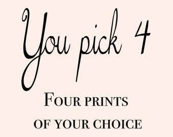 Four combined prints, You Pick 4, Gold Foil prints Home Decor