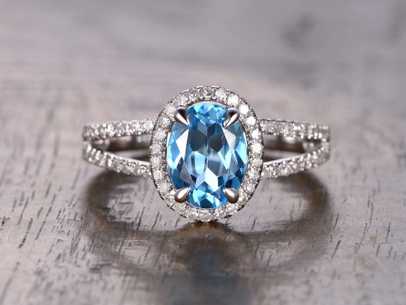 6x8mm Oval Cut Sky Blue Topaz Engagement Ring by kilarjewelry