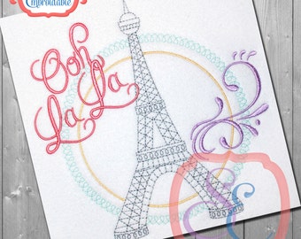 EIFFEL TOWER Ooh La La Design For Machine Embroidery - Instant Download