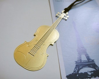 Gold Plated violin Metal Bookmark Flat | Korea Stationery Book Bookmarks | Book Markers Art