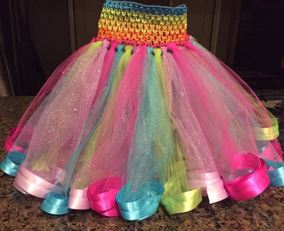 Neon princess ribbon tutu skirt