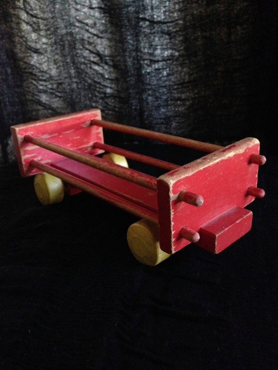 small vintage wood toy wagon