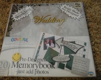 Free Shipping! Colorful Memories Wedding 12" x 12" Memory Book - Scrapbook Album - Ready Made Pre-Designed - Just add Pictures - New -SNSI2
