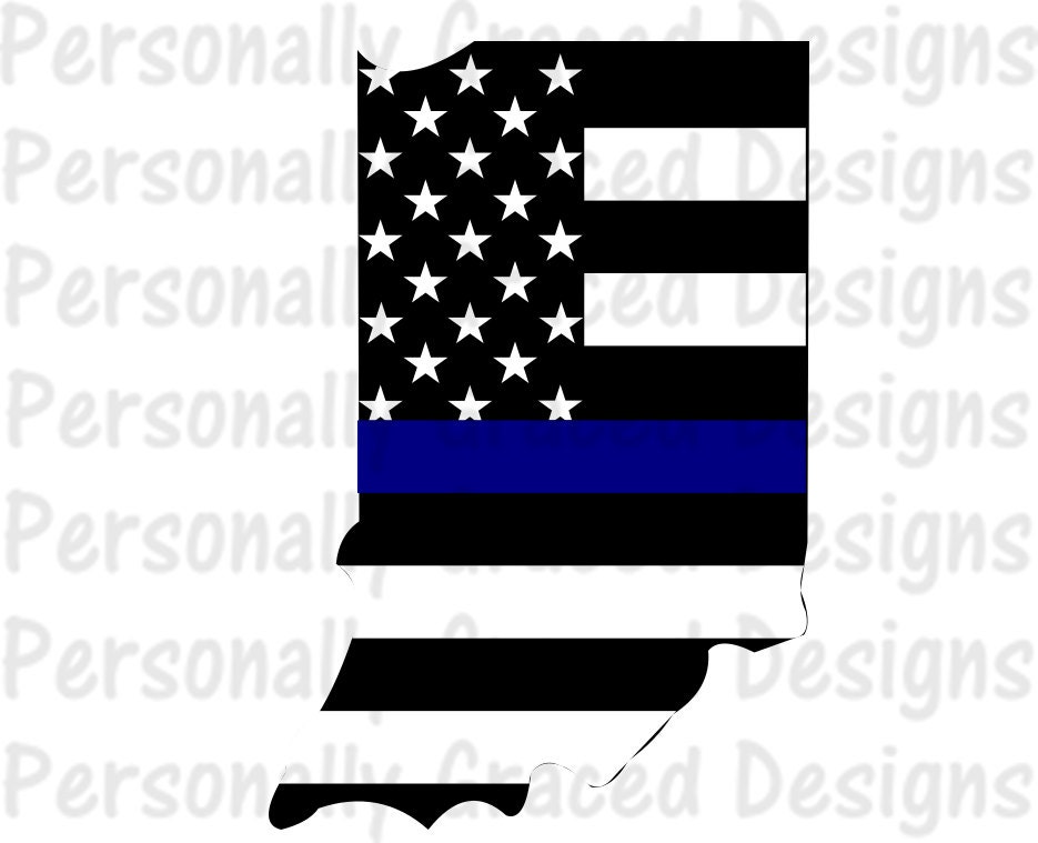 Download SVG DXF EPS Cut file Indiana State Flag Thin Blue Line svg