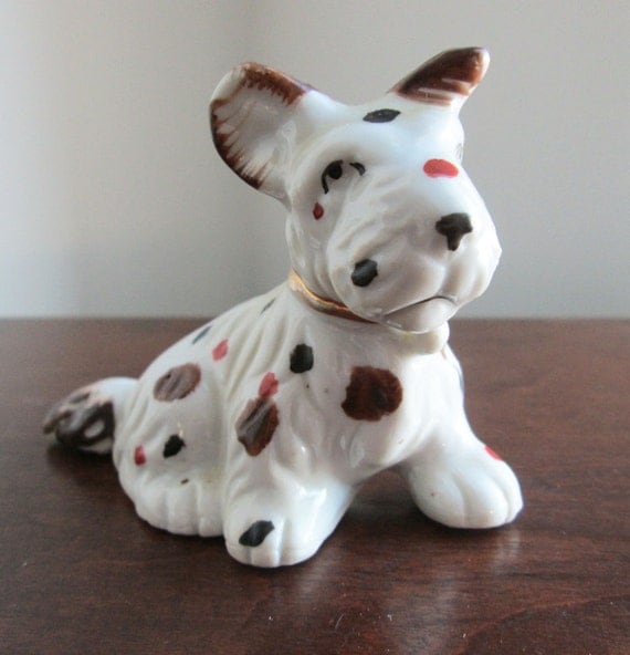 Vintage Dog Figurine Ceramic Japan Vintage Dog Figurine Red