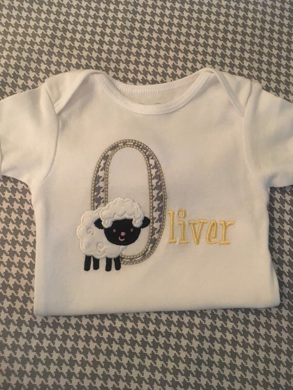Baby Lamb Embroidered Initial/Name
