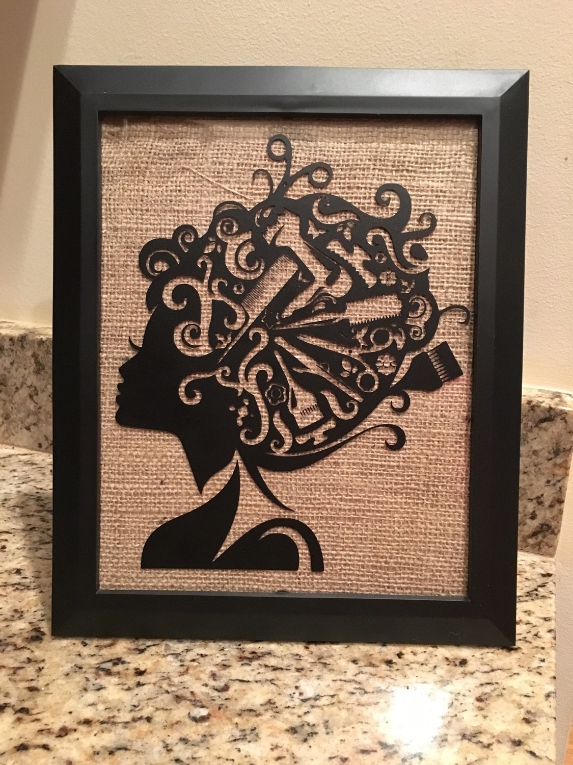 Hair Stylist Gift Salon Frame Burlap Art by NotBySightCreations