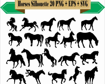 Horse Riders Horses Wild Wood Jump Pony Play Pack Silhouette Vector Clipart PNG EPS Digital Files Scrapbook Supplies Instant Download