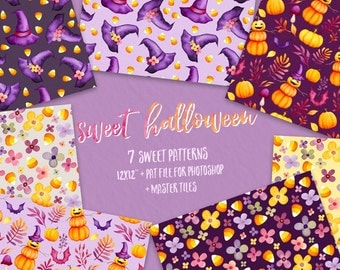 Halloween clipart, Kids clipart, Fall clipart, Autumn clipart, digital papers, watercolor, pumpkin, witch hat, candy corn, flowers, baby