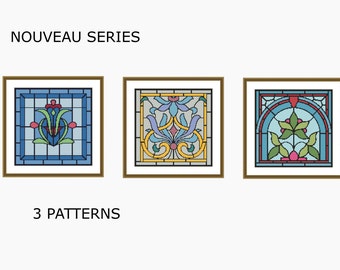 Cross stitch patterns, 3 Patterns,Modern Cross Stitch - NOUVEAU SET - Instant Dowloadable PDF