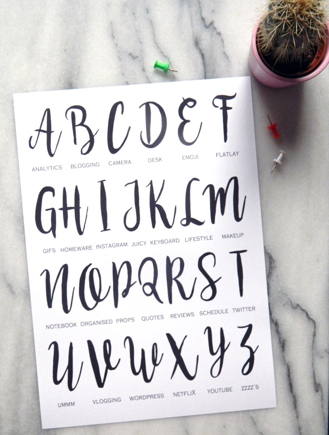 A4 Bloggers Alphabet Print by GwennansIllustration on Etsy