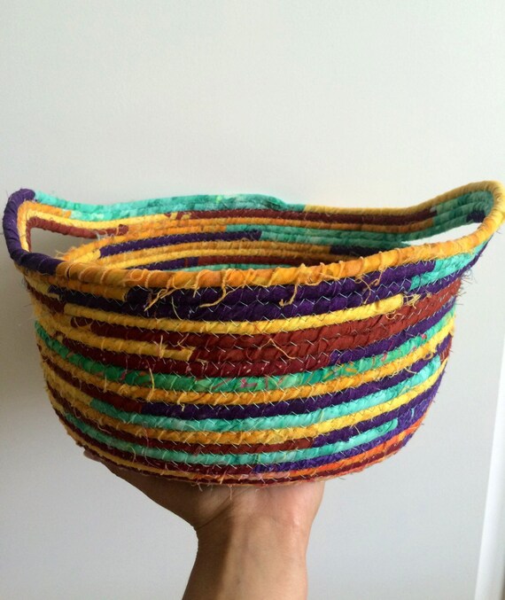 Handled Fabric and Rope Basket Medium by TheNorthernMarket on Etsy