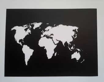 World Map Stencil / Plastic reusable / Painting, art supply, wall art / Custom size