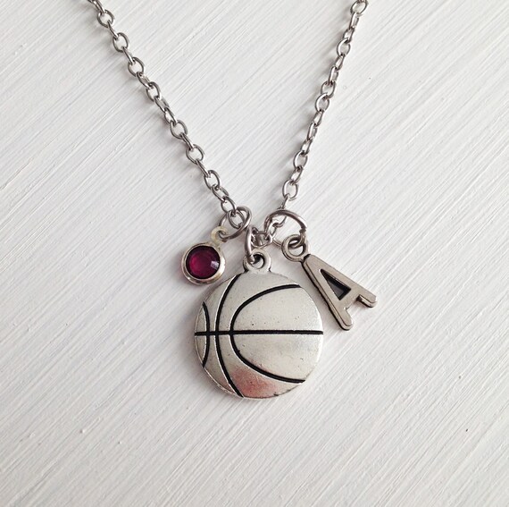 Basketball necklace silver basketball charm sport necklace