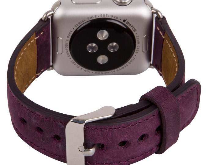 Apple Watch Band Genuine Leather, Unique Gift for her, Apple Watch Leather Band, 38mm 42mm for Series 1 and Series 2// Antique Purple