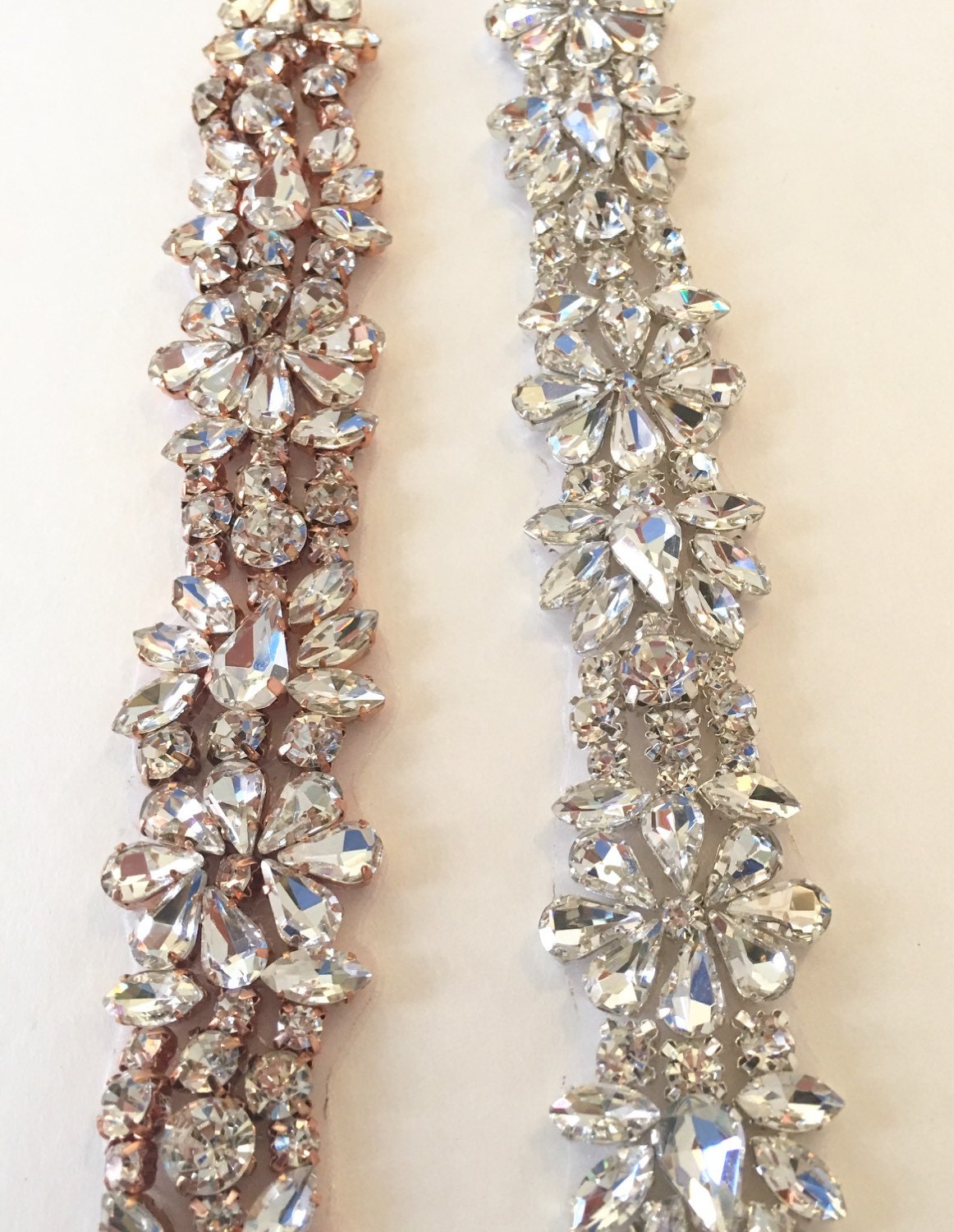 Crystal Rhinestone Trim by the YardWholesale rose gold Bridal