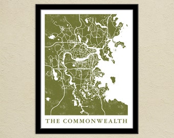 Fallout 4 The Commonwealth Map Print | Gamer Christmas Present | Boston Commonwealth Map Poster | Video Game World Map Art | Video Game Art