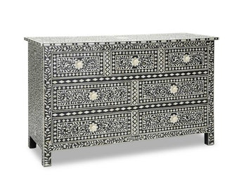 Bone Inlay Chest Of Drawers , Hand Made Furniture , Bone Inlay furniture , Home decor