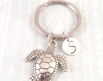 Sea turtle charm keychain, best friend keychain, good luck turtle, gift for her, friend gift, mother gift, daughter gift, for him, brother