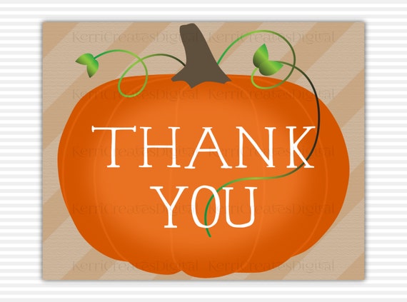 Items similar to Pumpkin Thank You Card - 5x4 PDF &amp; JPEG Printable ...