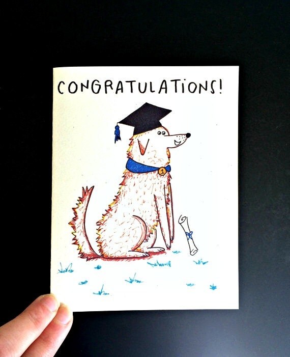 Dog Graduation Card / High School Graduation Card / by Penwheels