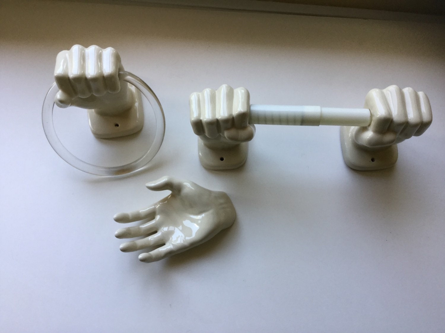 Hand Shaped Bathroom Set Soap Dish Towel Ring