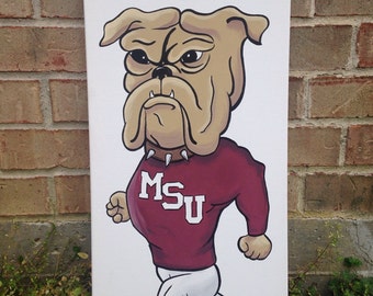 Handpainted Bulldog Mississippi State Unitversity Mascot