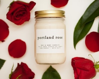 Portland Rose Soy Candle - 12 oz Rose Candle Oregon - floral candle - large candle - rose scented candle