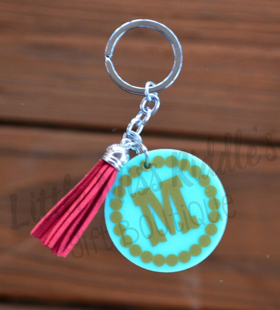Personalized Acrylic Disc Keychain with Tassel by LittleMissRiddle