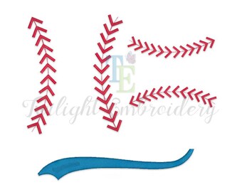 Set of 2 Baseball Stitches Machine Embroidery Designs, Baseball Laces Embroidery Designs, Baseball Swoosh Machine Embroidery Design 0012