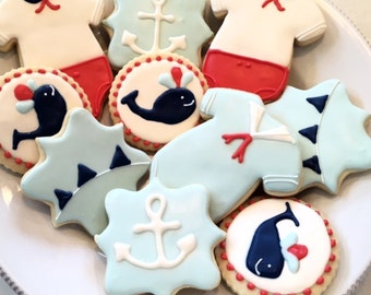 Nautical Themed Baby Cookies