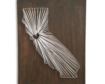 String Art - Nail and String Art - State String Art - California String Art - State Shape - Personalized String Art - State Shape String Art