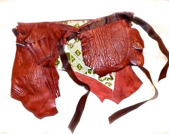 leather pocket belt, brown leather, utility belt, leather fanny pack, leather skirt, burning man, festival belt, festival pocket belt, tribe