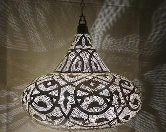 UFO Handmade Hanging Light & Shadow Chandelier Metal Silver Color
