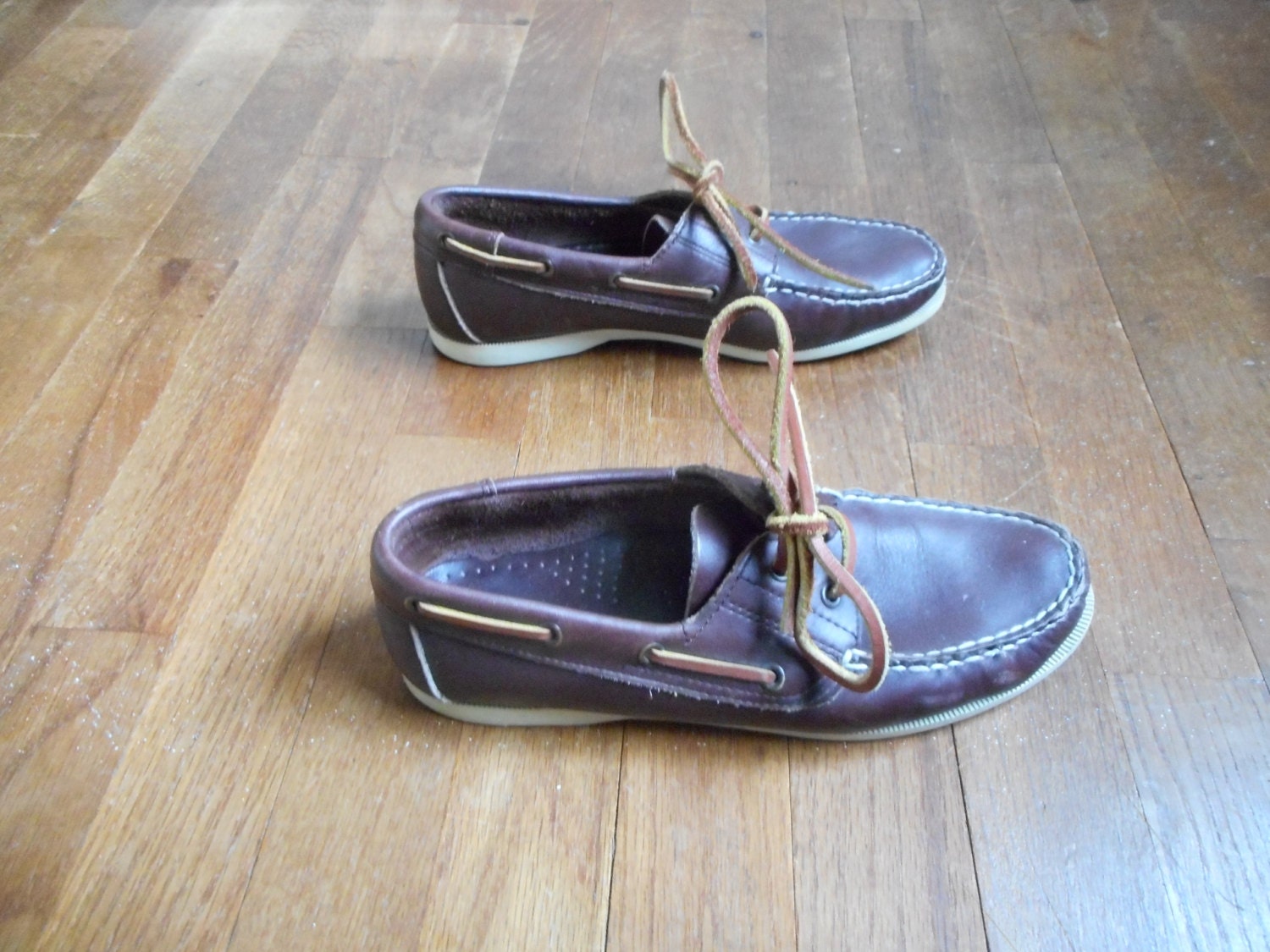 Vintage 90s Bass Sea Bound Boat Shoes Brown Leather Lace Up 5523