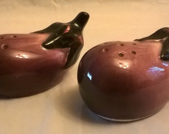 Vintage Eggplant Salt and Pepper Shakers, Made in Japan, 1950's