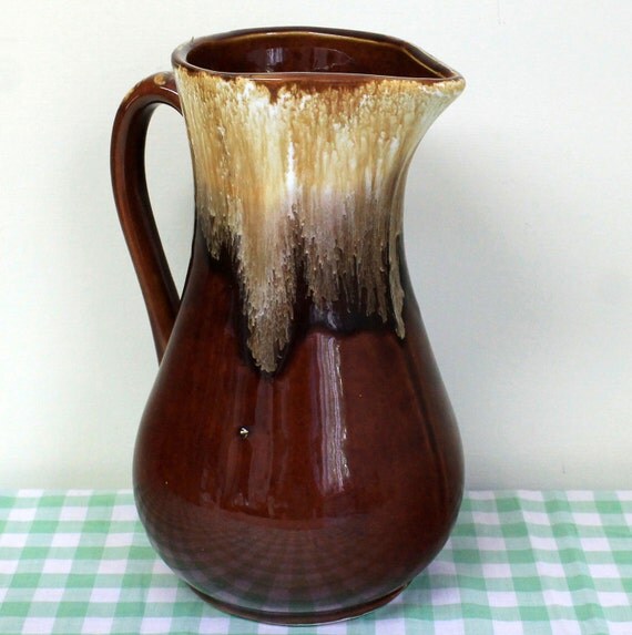 Vintage Roseville Brown Drip Glaze Pitcher Tall Roseville