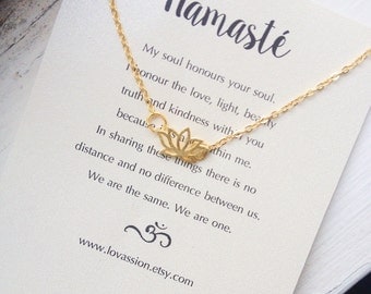 Lotus Necklace, gold lotus flower necklace, gold lotus necklace, tiny lotus necklace, namaste necklace, yoga jewelry, 14K gold plated