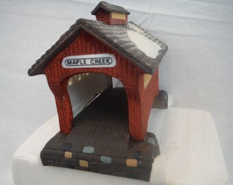1980's Dept. 56 Heritage Village Series Covered Bridge - Antique, Retro, Vintage, Decorum