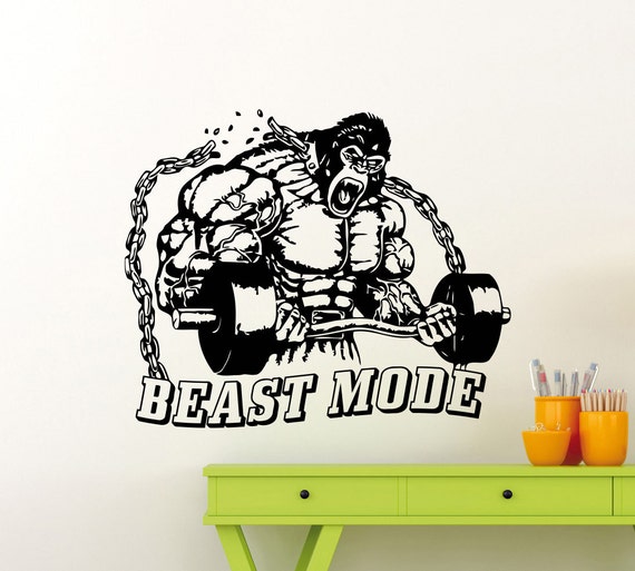 Beast Mode Gym Wall Decal Gorilla Fitness Motivation Quote