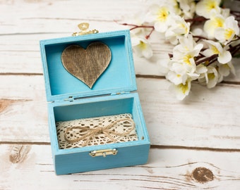 Wedding Ring Box Bearer Blue Wedding Aqua Ring Bearer Rustic Ring Pillow Holder Rustic Chic