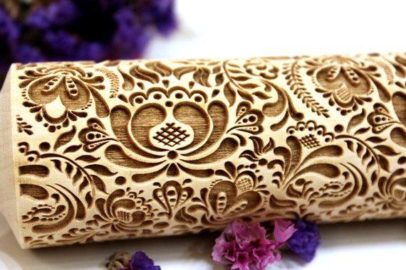 FLOWERS Embossing Rolling  Pin  Laser Engraved by 