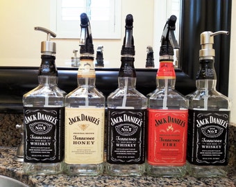 Clear Coat! -Jack Daniels Whiskey Soap Dispenser Glass Spray Bottle / Bathroom Soap Pump Bottle Kitchen Glass Soap Dispensers / Dad Gifts