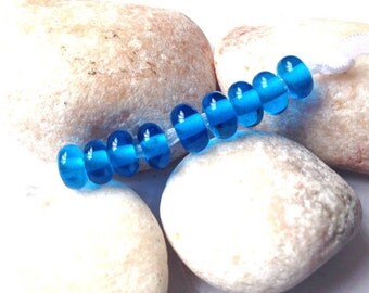 9 Turquoise Lampwork Spacer Beads SRA