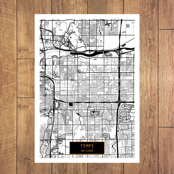 TEMPE Arizona City Map Tempe Arizona Art Print Tempe by ArchTravel