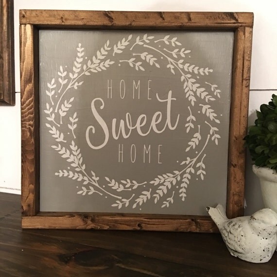 Home Sweet Home wreath sign with grey by ThefarmhousemarketCo